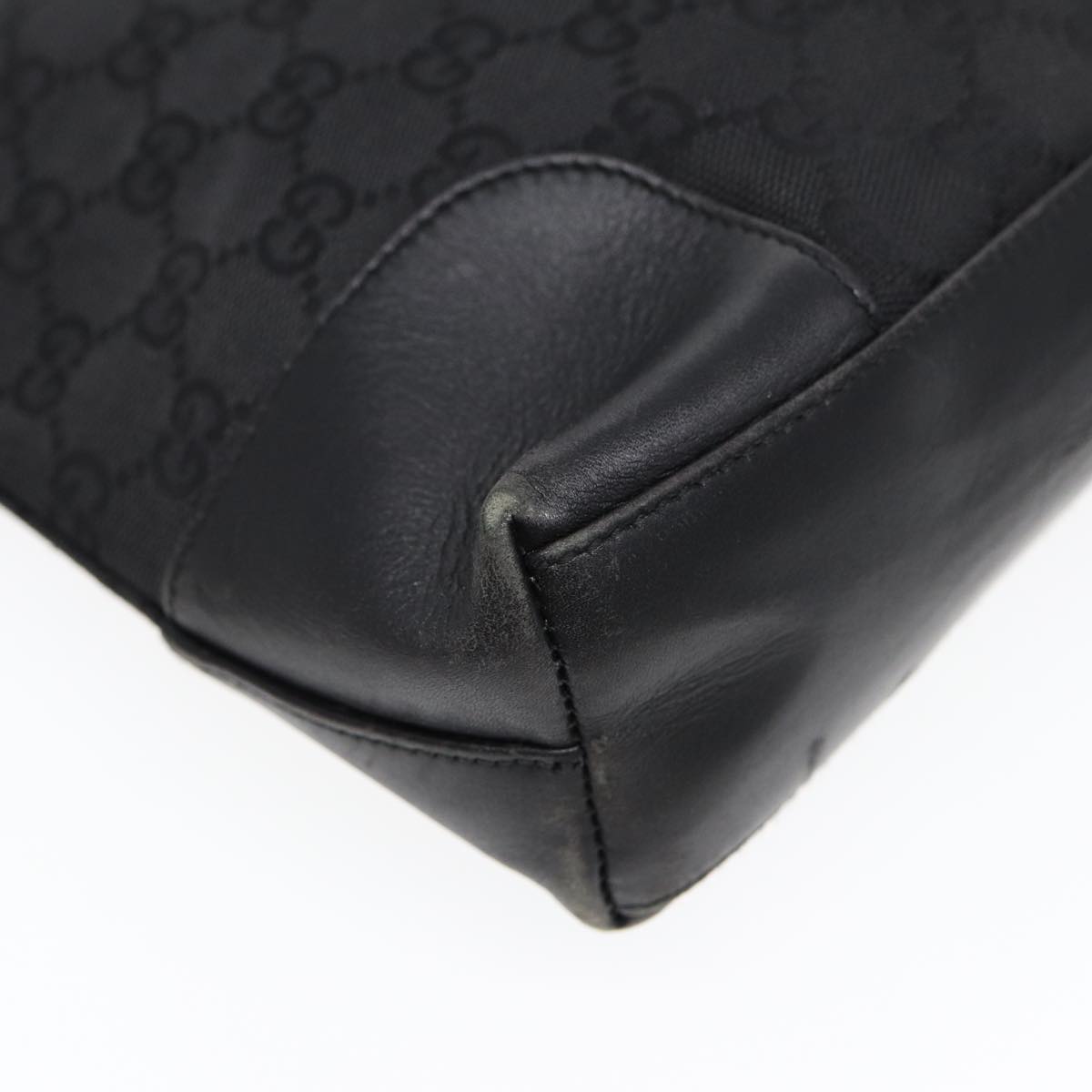 GUCCI GG Canvas Shoulder Bag Black Gold 33900 85998