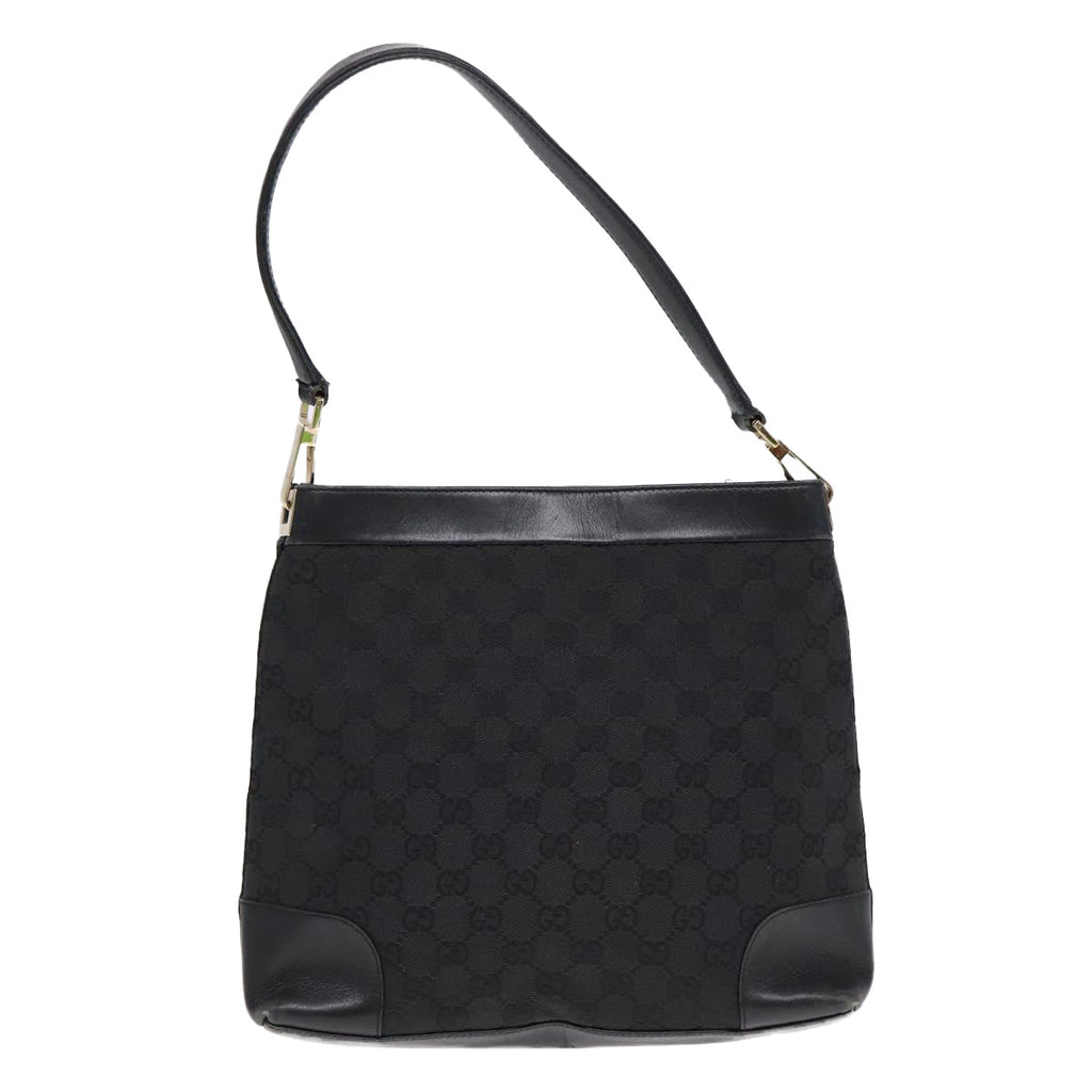 GUCCI GG Canvas Shoulder Bag Black Gold 33900 85998