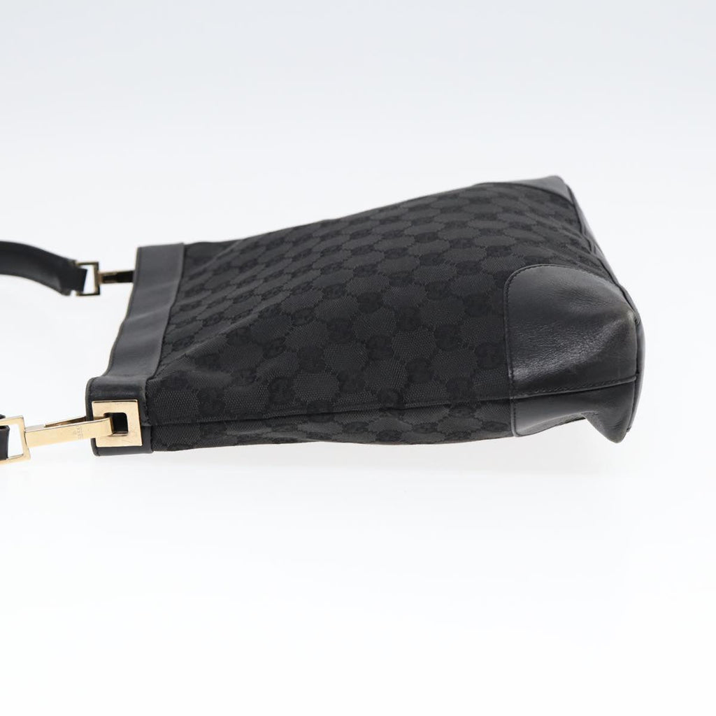 GUCCI GG Canvas Shoulder Bag Black Gold 33900 85998