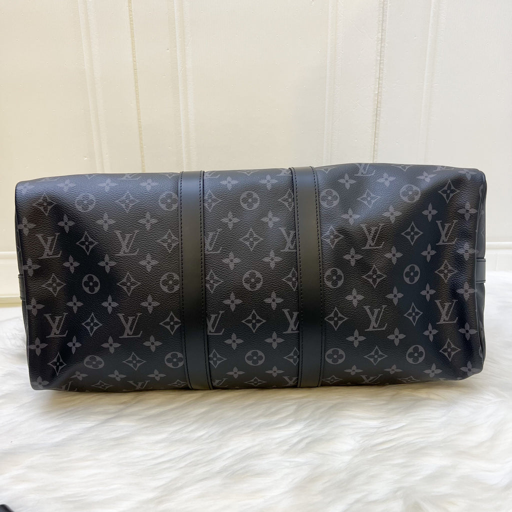 LV Keepall Bandouliere 45 in Monogram Eclipse Canvas and Dark SHW