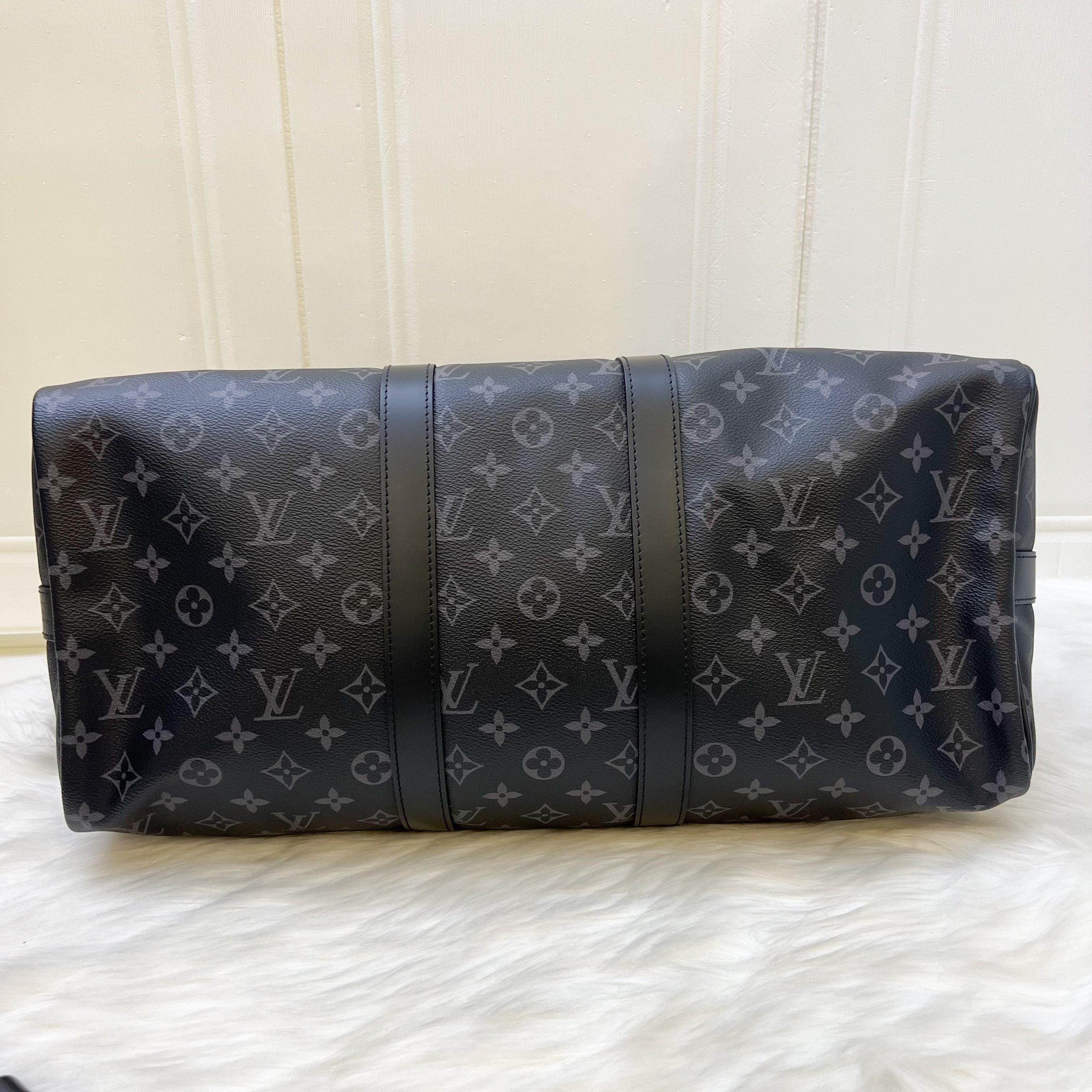 LV Keepall Bandouliere 45 in Monogram Eclipse Canvas and Dark SHW