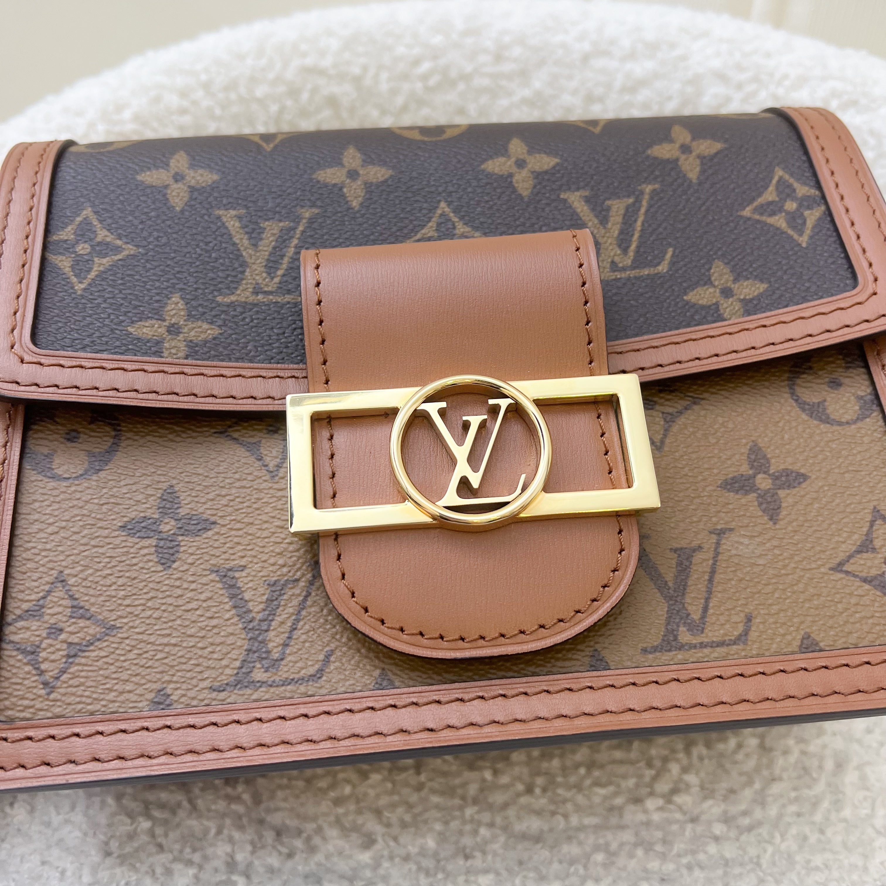 LV Mini Dauphine in Reverse Monogram, Monogram Canvas and GHW