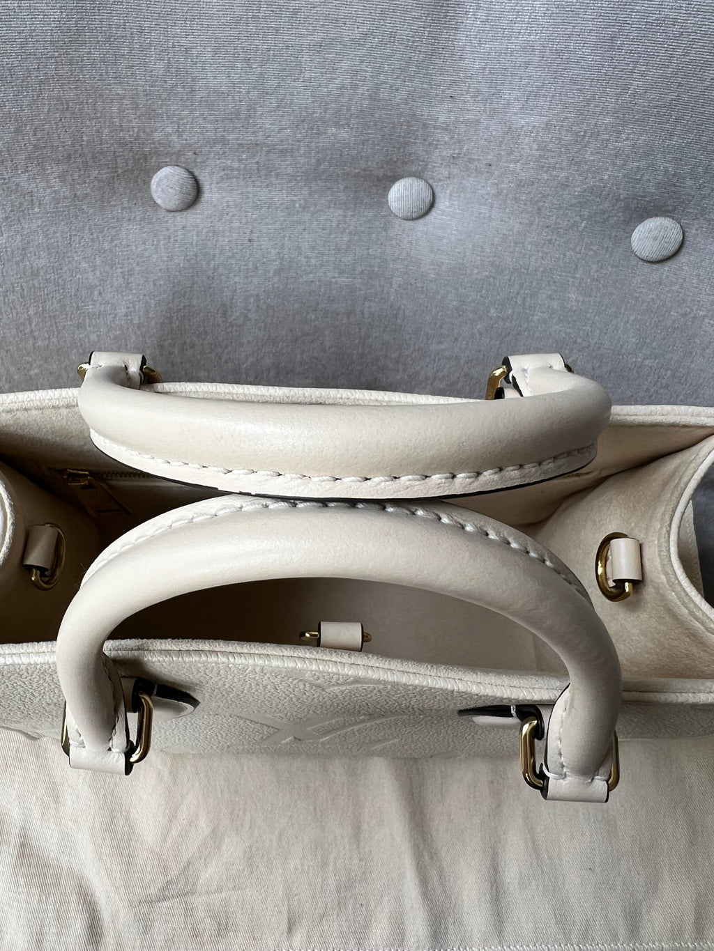 Louis Vuitton On the Go Crème PM Empreinte (RRP £2,380)