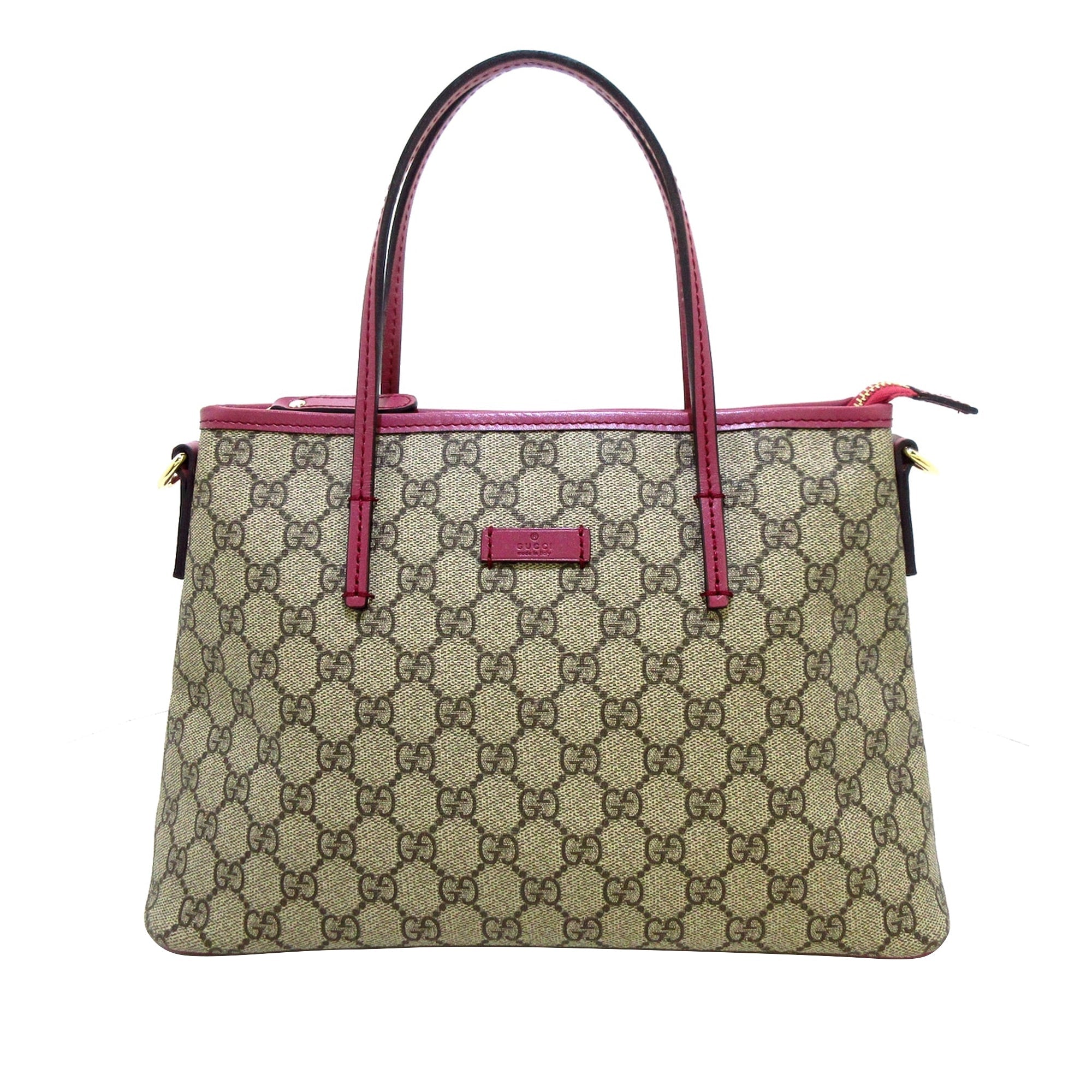 Brown Gucci GG Supreme Convertible Zip Tote Satchel