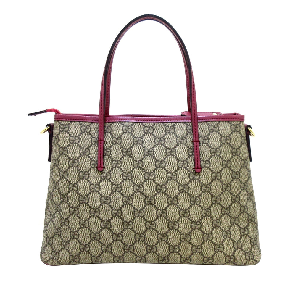 Brown Gucci GG Supreme Convertible Zip Tote Satchel