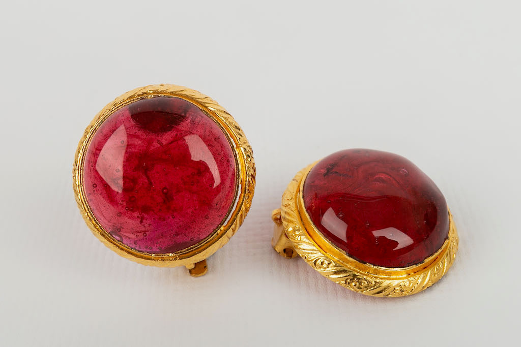 Boucles d'oreilles en pÃƒÆ’Ã‚Â¢te de verre Chanel