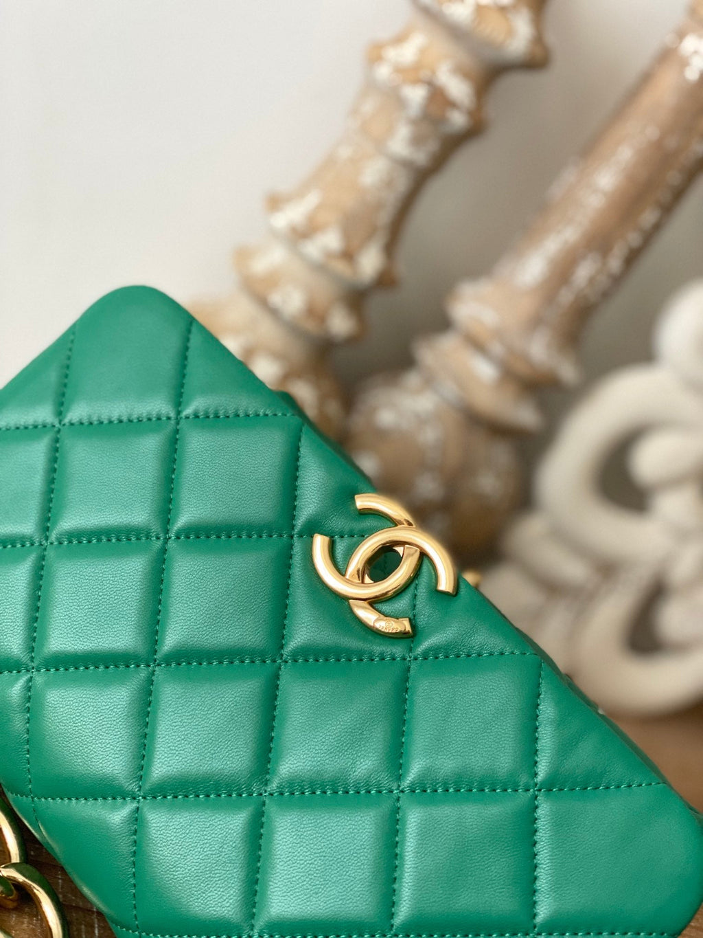 CHLLarge Flap Green Bag For Women 23cm/9in