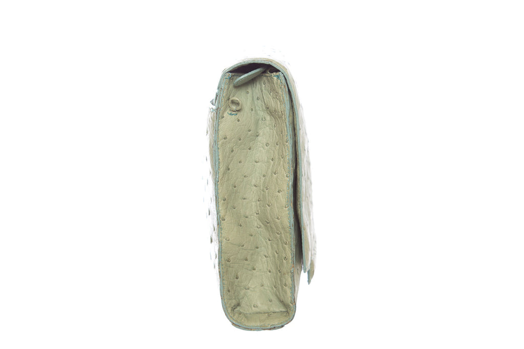 Nancy Gonzalez Sage Green Ostrich Rectangle Cross-Body
