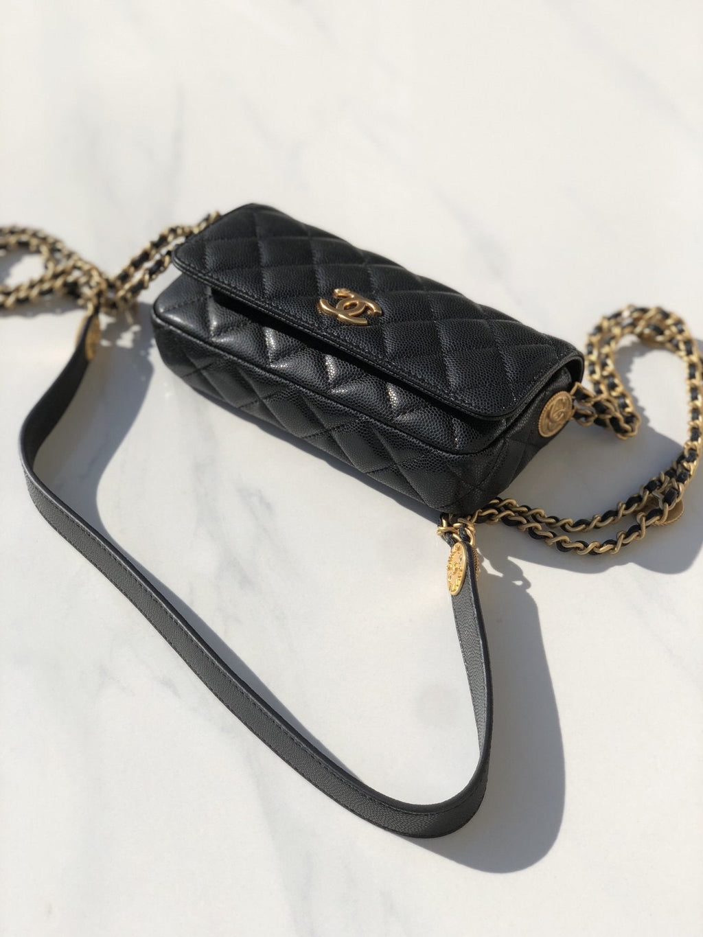 CHLSmall Flap Bags Gold Hardware Black For Women, Women’s Handbags, Shoulder Bags 7.5in/19.2cm