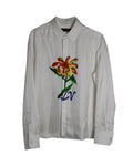 Louis Vuitton Painted Flower Dress Shirt in White Silk