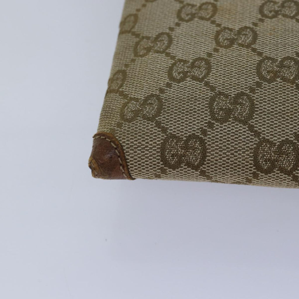 GUCCI GG Canvas Web Sherry Line Clutch Bag Beige Red gold 86042