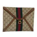 GUCCI GG Canvas Web Sherry Line Clutch Bag Beige Red gold 86042