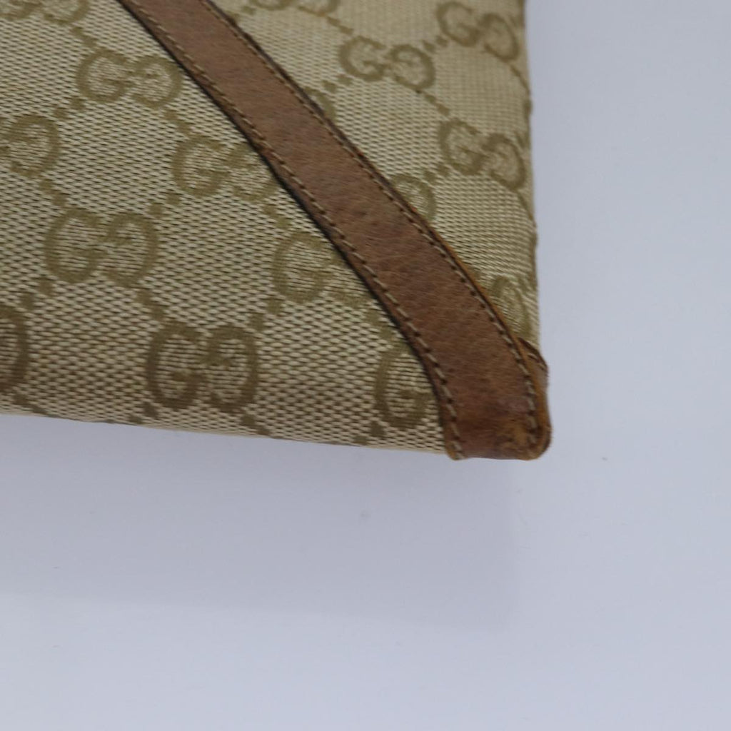 GUCCI GG Canvas Web Sherry Line Clutch Bag Beige Red gold 86042