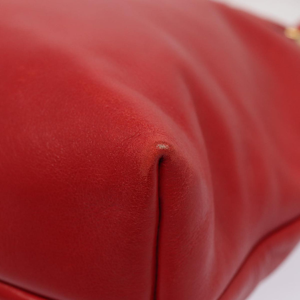 FENDI Hand Bag Leather 2way Red Gold 86044
