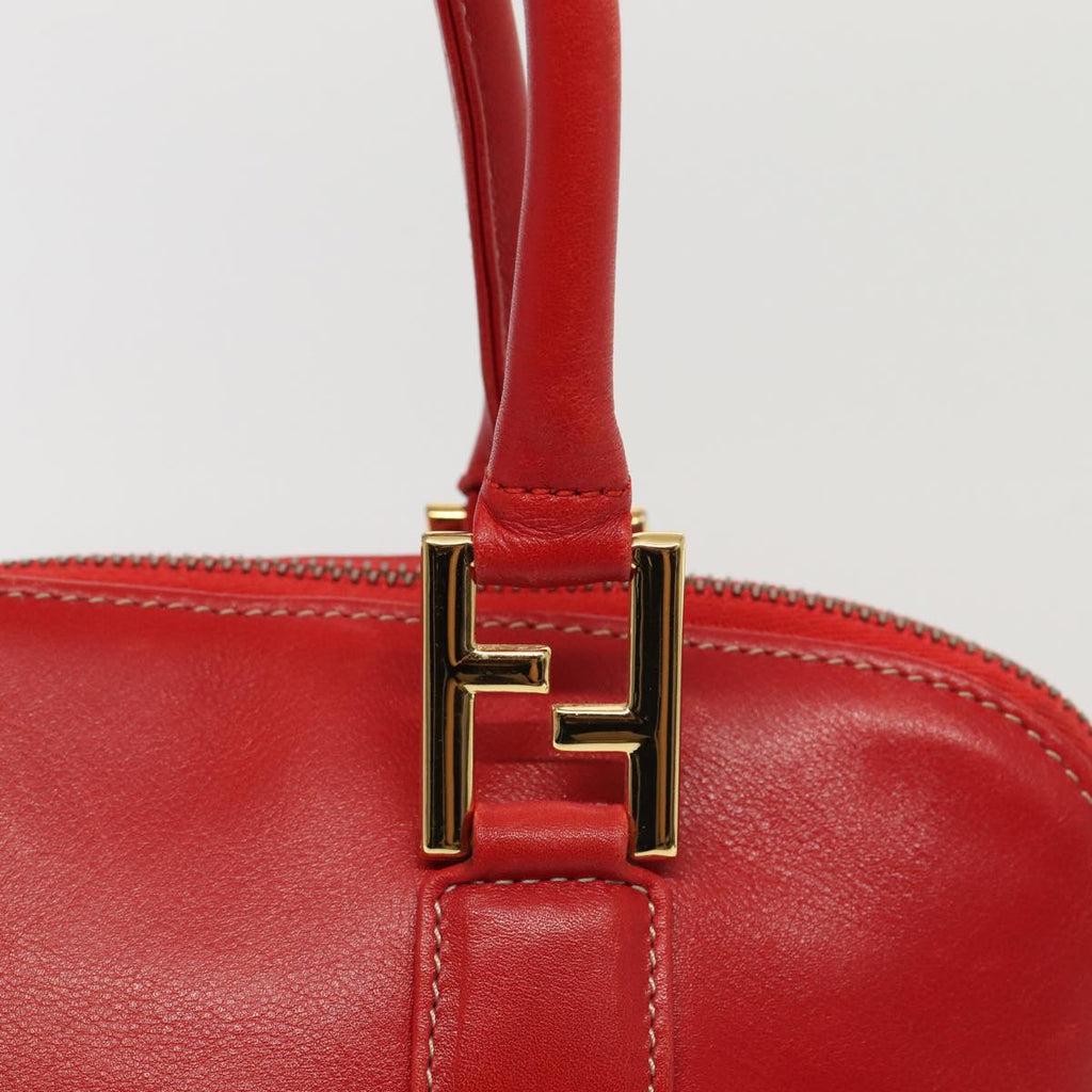 FENDI Hand Bag Leather 2way Red Gold 86044