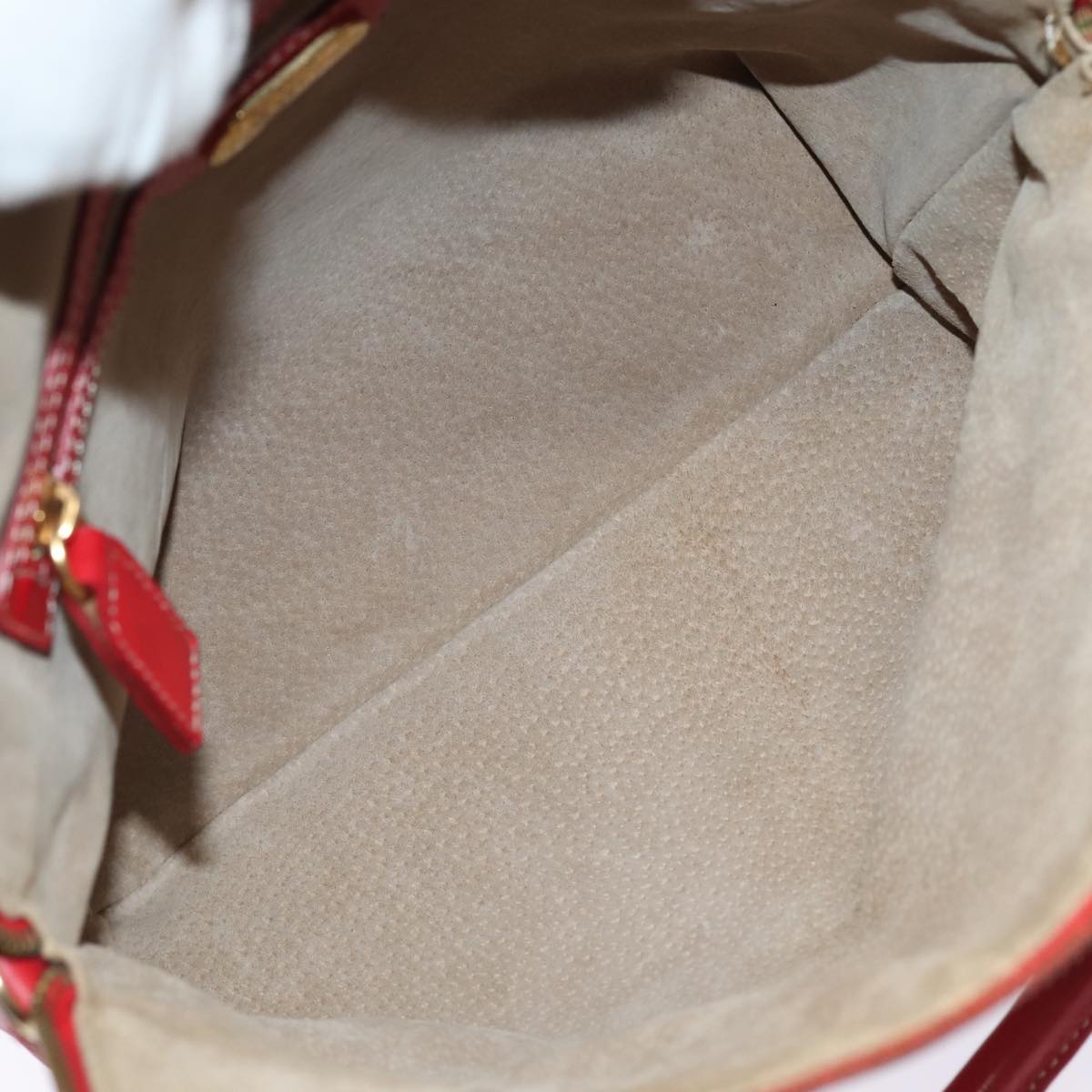 FENDI Hand Bag Leather 2way Red Gold 86044