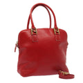 FENDI Hand Bag Leather 2way Red Gold 86044