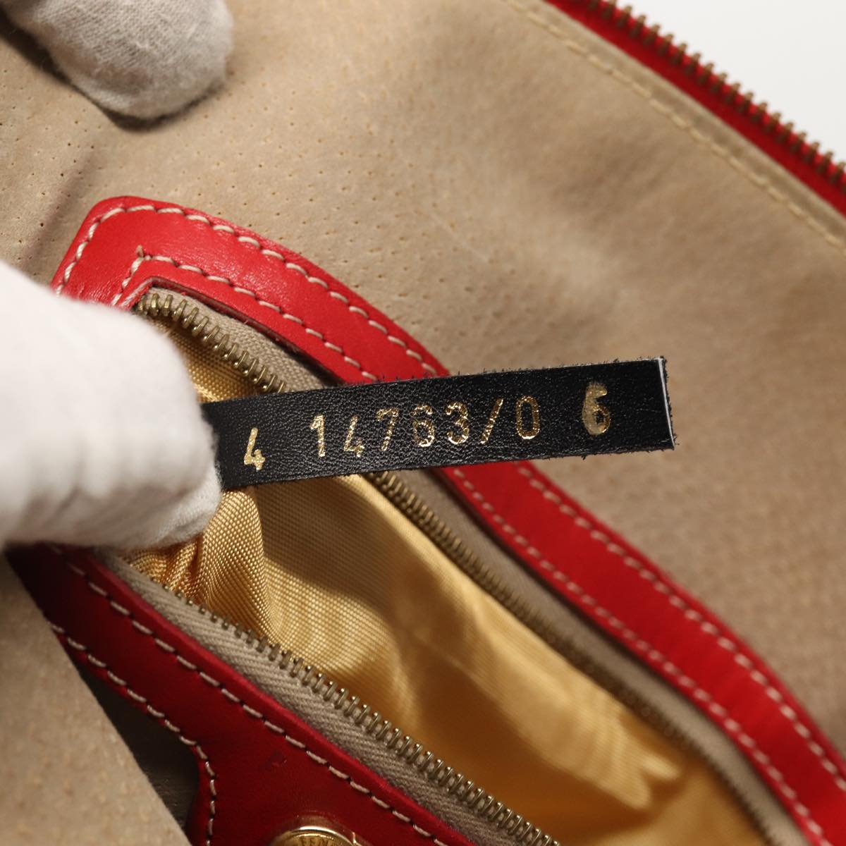 FENDI Hand Bag Leather 2way Red Gold 86044