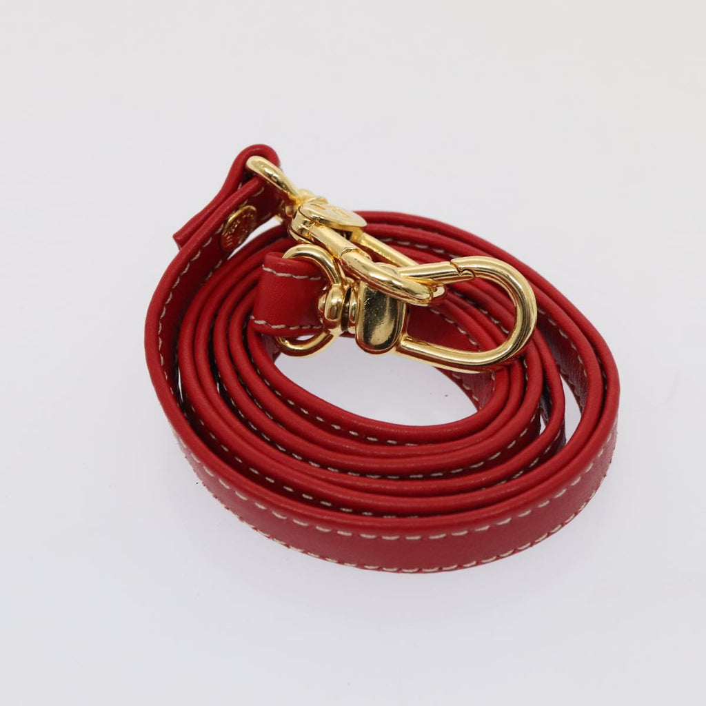 FENDI Hand Bag Leather 2way Red Gold 86044