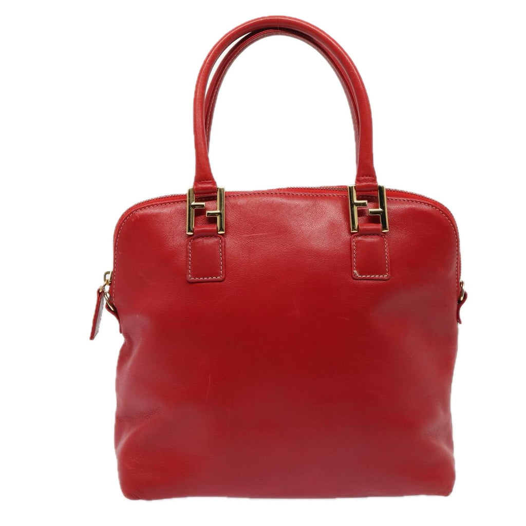 FENDI Hand Bag Leather 2way Red Gold 86044