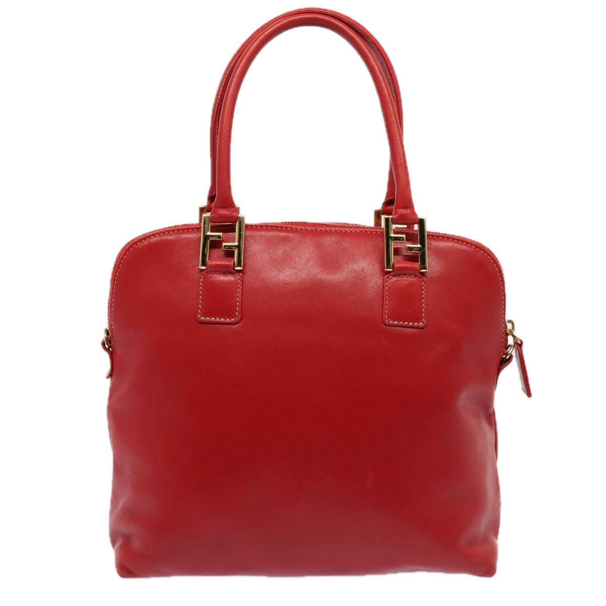 FENDI Hand Bag Leather 2way Red Gold 86044
