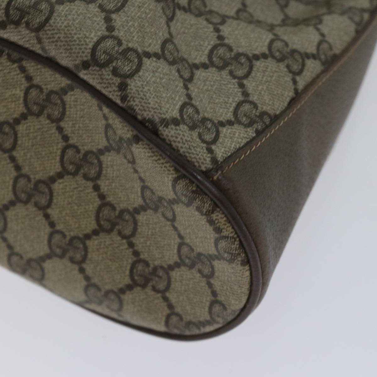 GUCCI GG Supreme Web Sherry Line Shoulder Bag PVC Beige Gold 86046