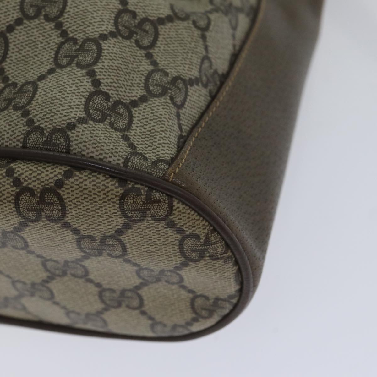 GUCCI GG Supreme Web Sherry Line Shoulder Bag PVC Beige Gold 86046