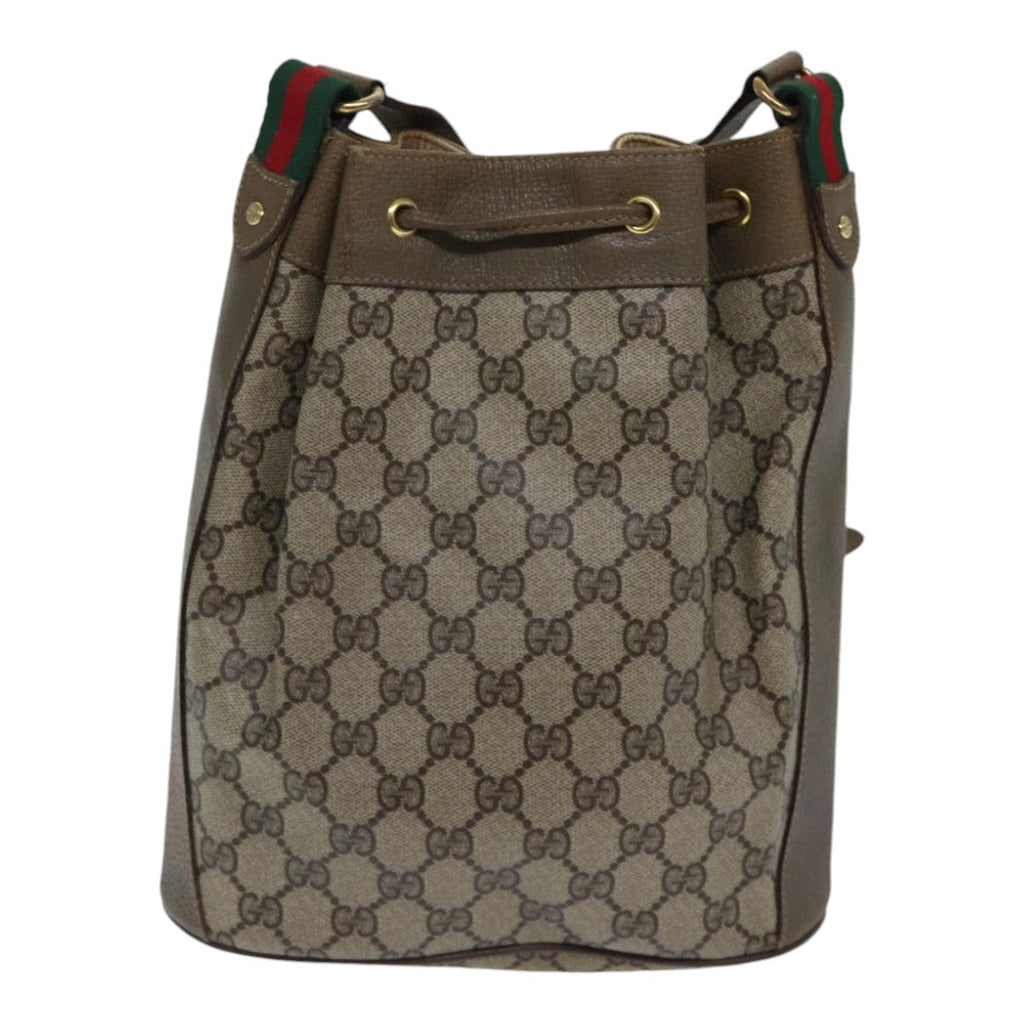 GUCCI GG Supreme Web Sherry Line Shoulder Bag PVC Beige Gold 86046