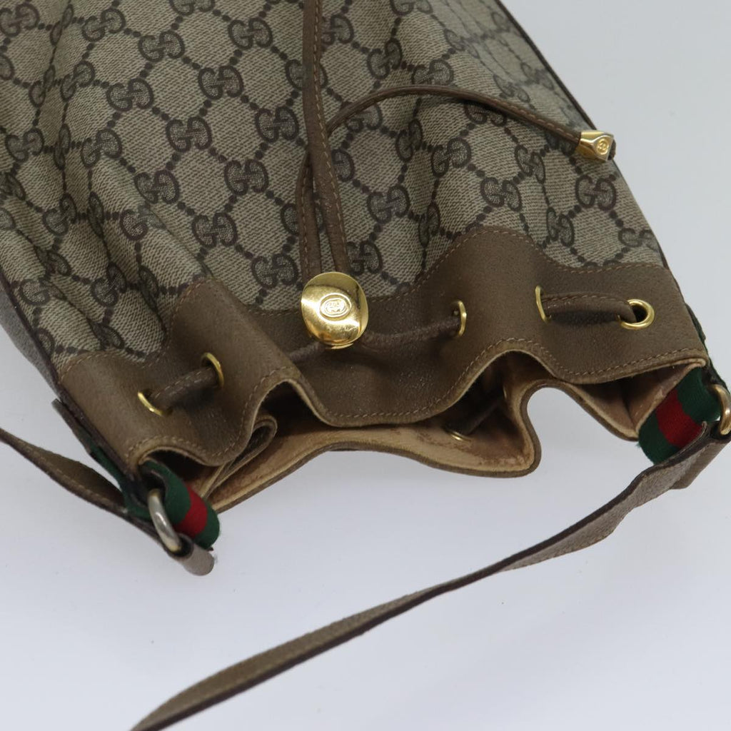 GUCCI GG Supreme Web Sherry Line Shoulder Bag PVC Beige Gold 86046