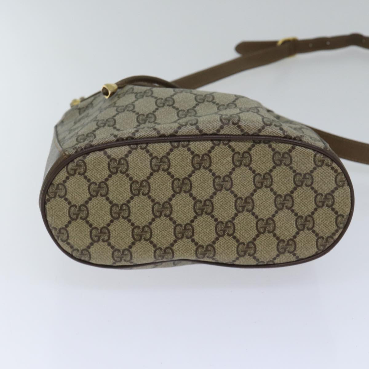 GUCCI GG Supreme Web Sherry Line Shoulder Bag PVC Beige Gold 86046