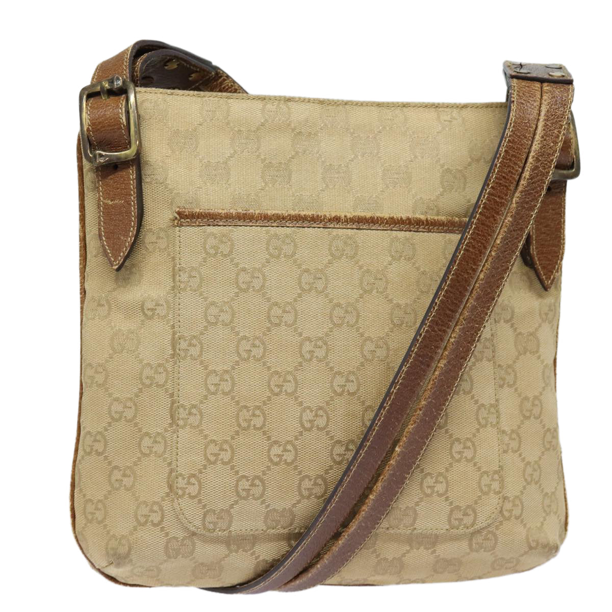 GUCCI GG Canvas Shoulder Bag Beige 115514 86155
