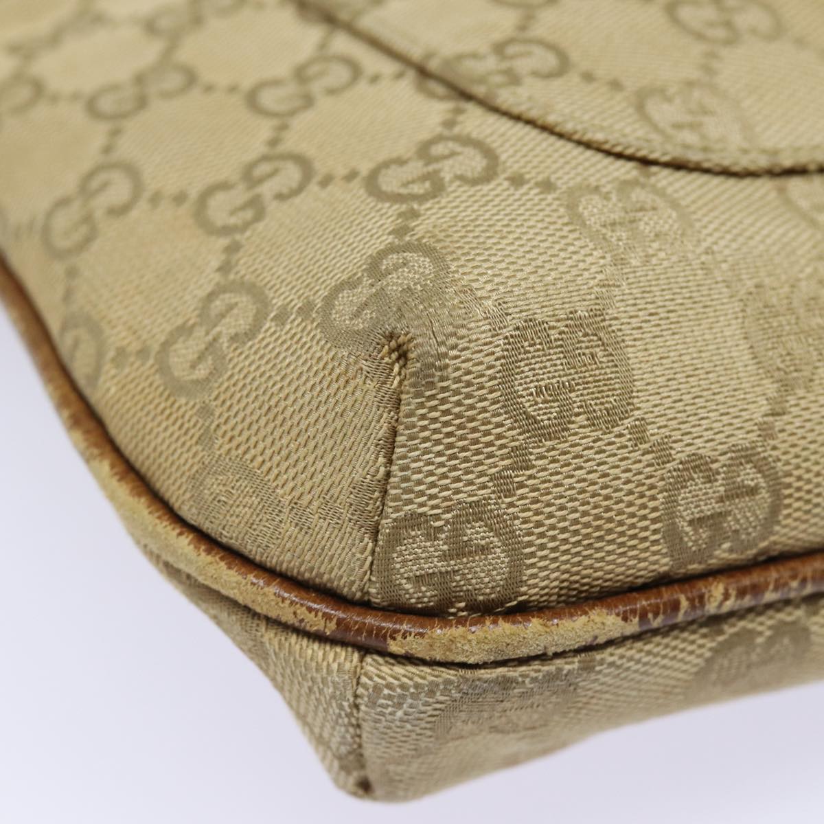GUCCI GG Canvas Shoulder Bag Beige 115514 86155