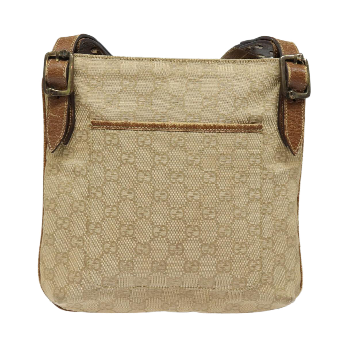 GUCCI GG Canvas Shoulder Bag Beige 115514 86155