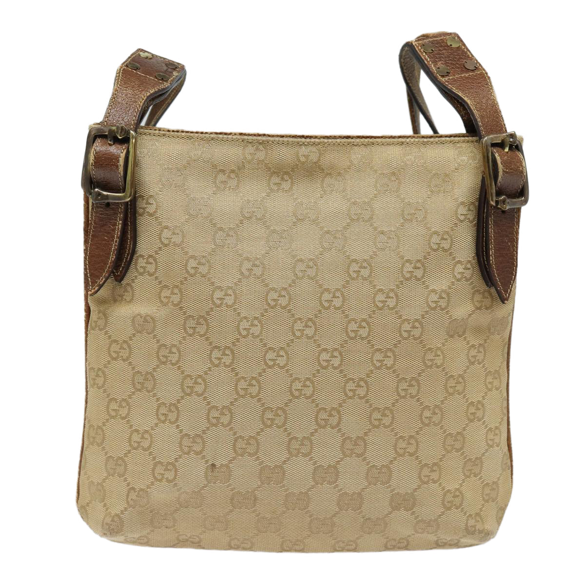GUCCI GG Canvas Shoulder Bag Beige 115514 86155