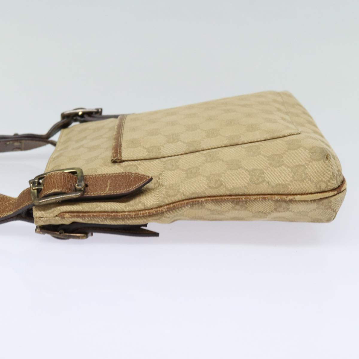 GUCCI GG Canvas Shoulder Bag Beige 115514 86155