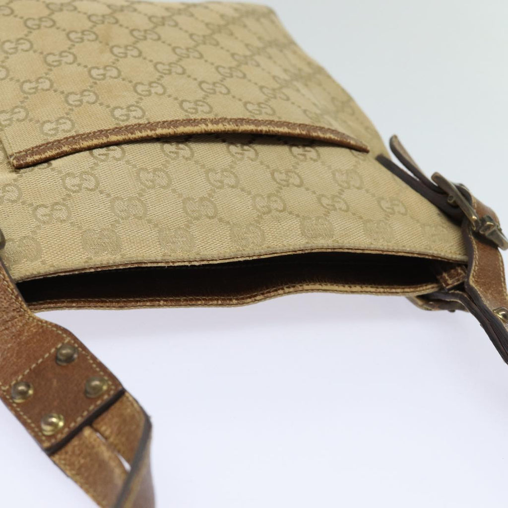 GUCCI GG Canvas Shoulder Bag Beige 115514 86155