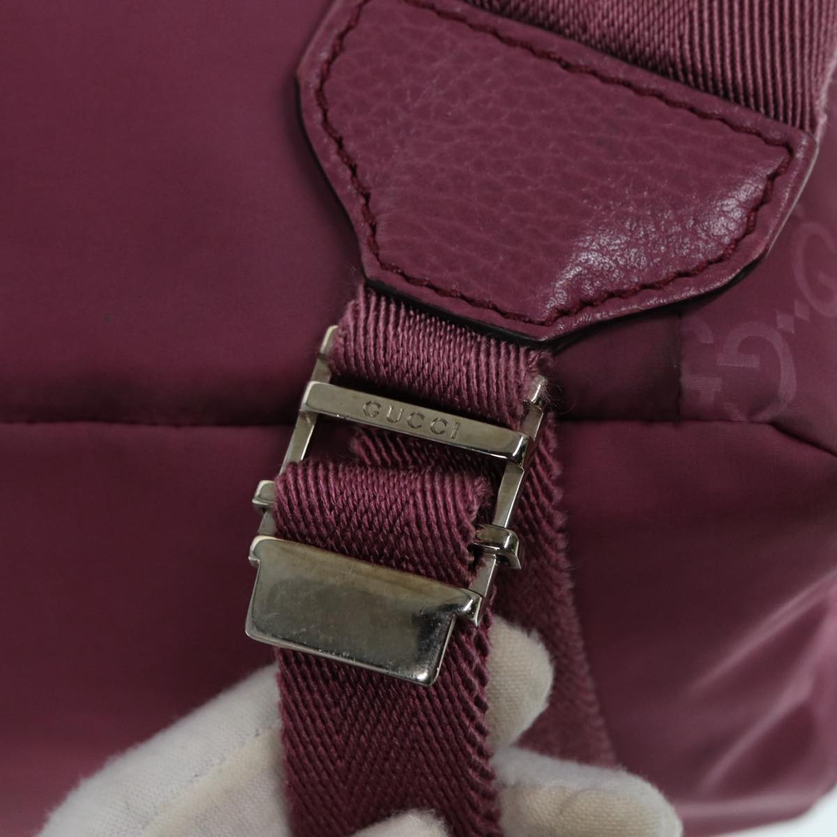 GUCCI GG Canvas Backpack Nylon Purple Silver 406361 86158