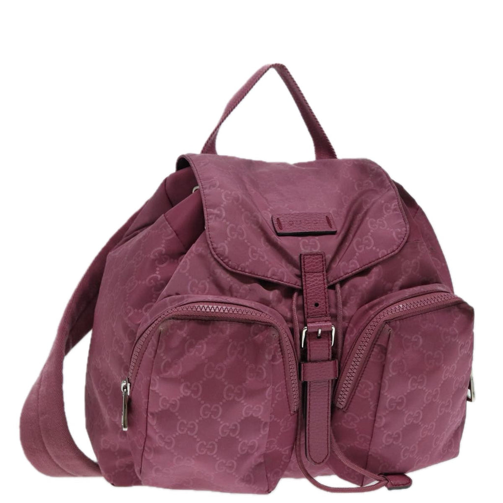 GUCCI GG Canvas Backpack Nylon Purple Silver 406361 86158