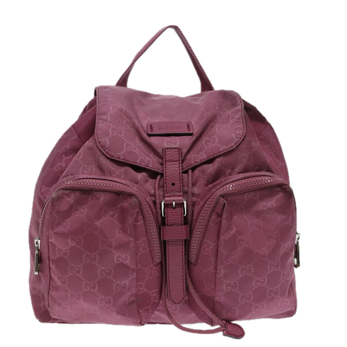 GUCCI GG Canvas Backpack Nylon Purple Silver 406361 86158