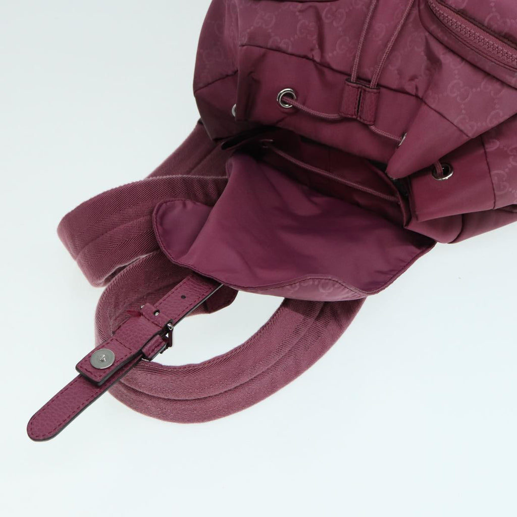 GUCCI GG Canvas Backpack Nylon Purple Silver 406361 86158