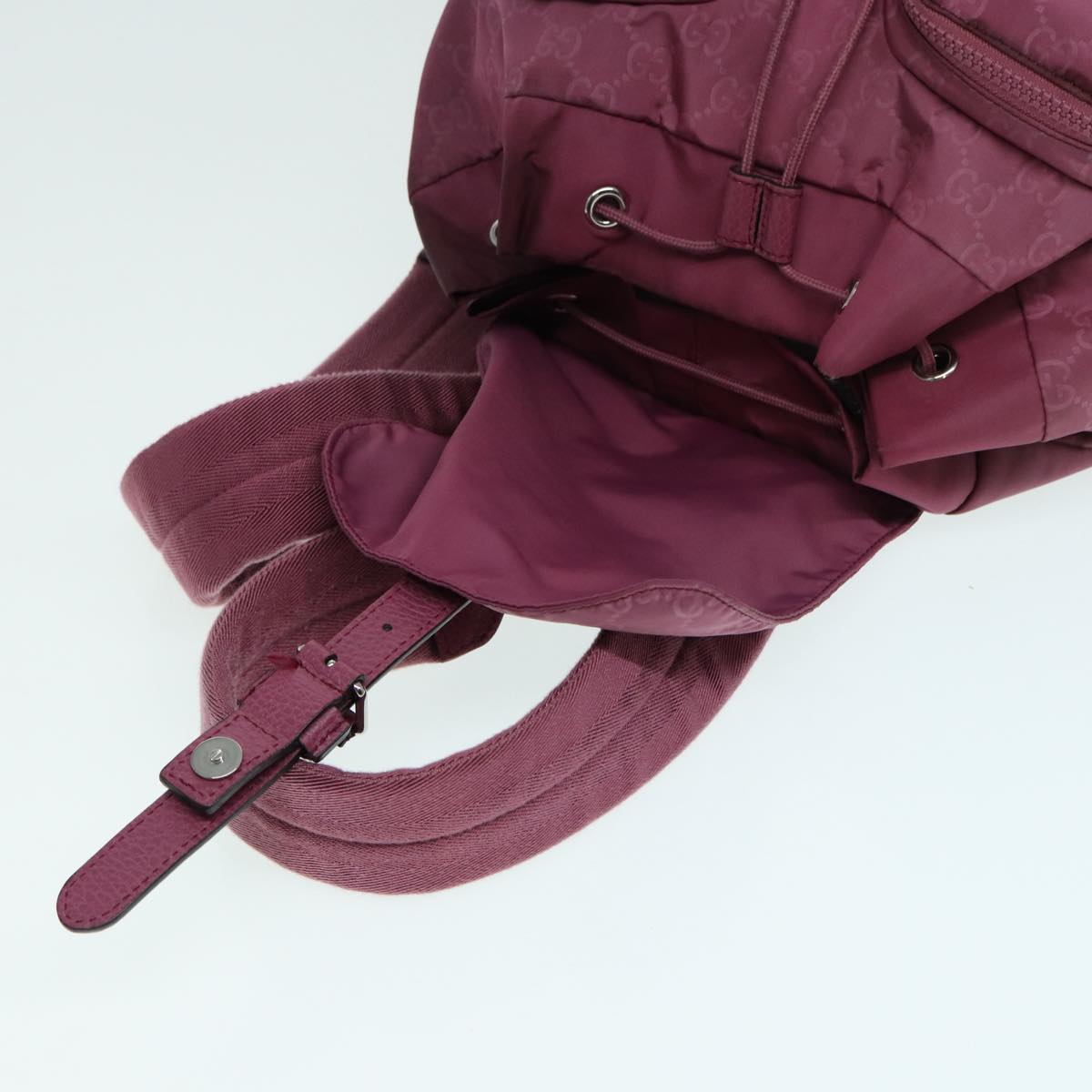 GUCCI GG Canvas Backpack Nylon Purple Silver 406361 86158