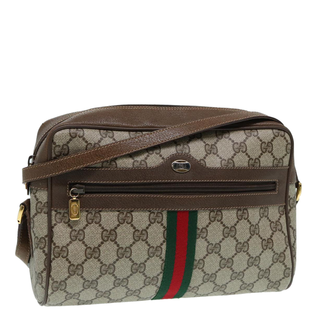 GUCCI GG Supreme Web Sherry Line Shoulder Bag Beige Gold 56 02 005 86167
