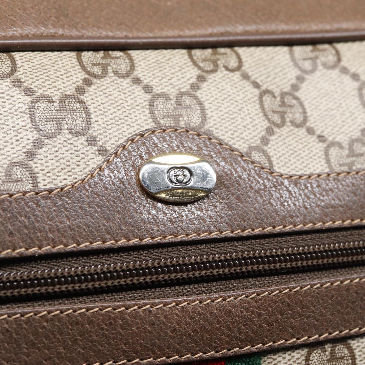 GUCCI GG Supreme Web Sherry Line Shoulder Bag Beige Gold 56 02 005 86167