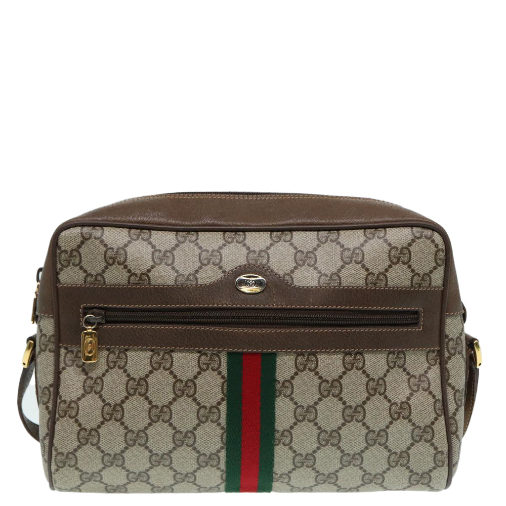 GUCCI GG Supreme Web Sherry Line Shoulder Bag Beige Gold 56 02 005 86167