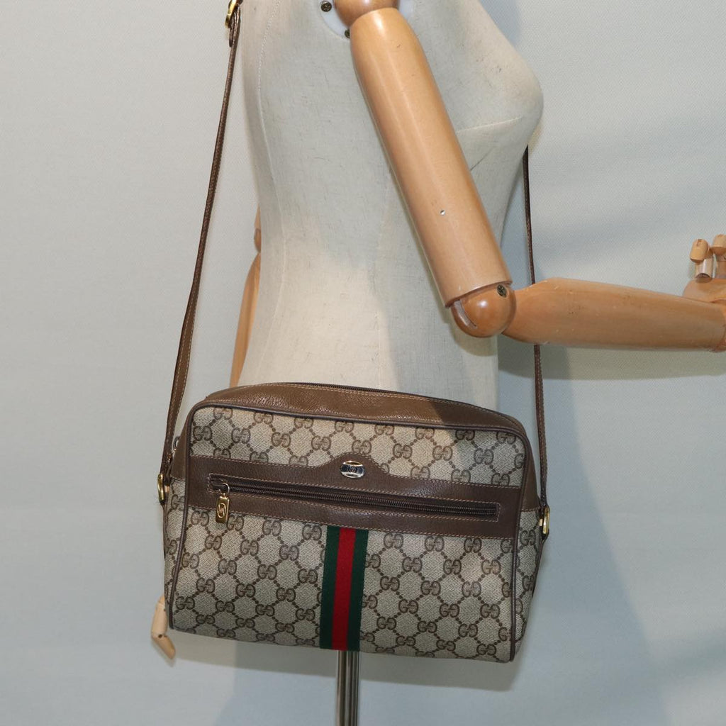 GUCCI GG Supreme Web Sherry Line Shoulder Bag Beige Gold 56 02 005 86167