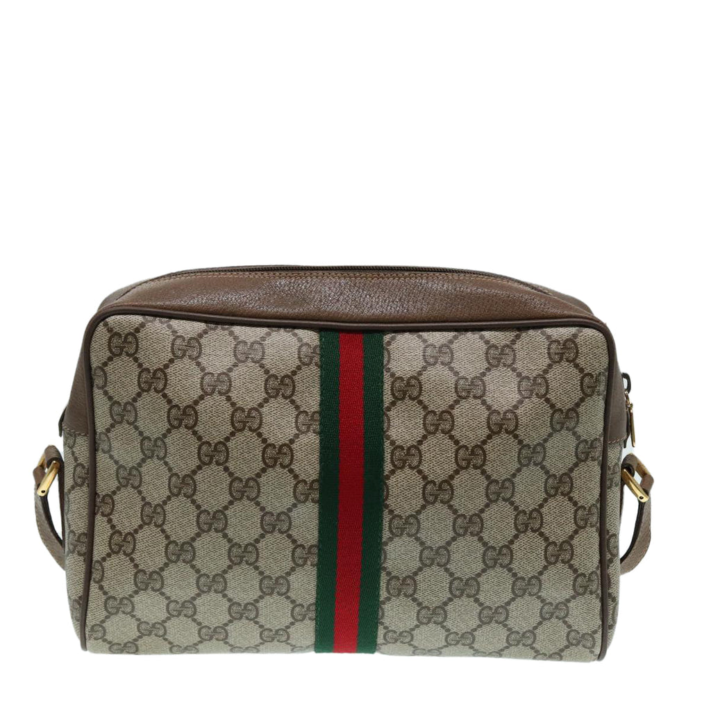 GUCCI GG Supreme Web Sherry Line Shoulder Bag Beige Gold 56 02 005 86167