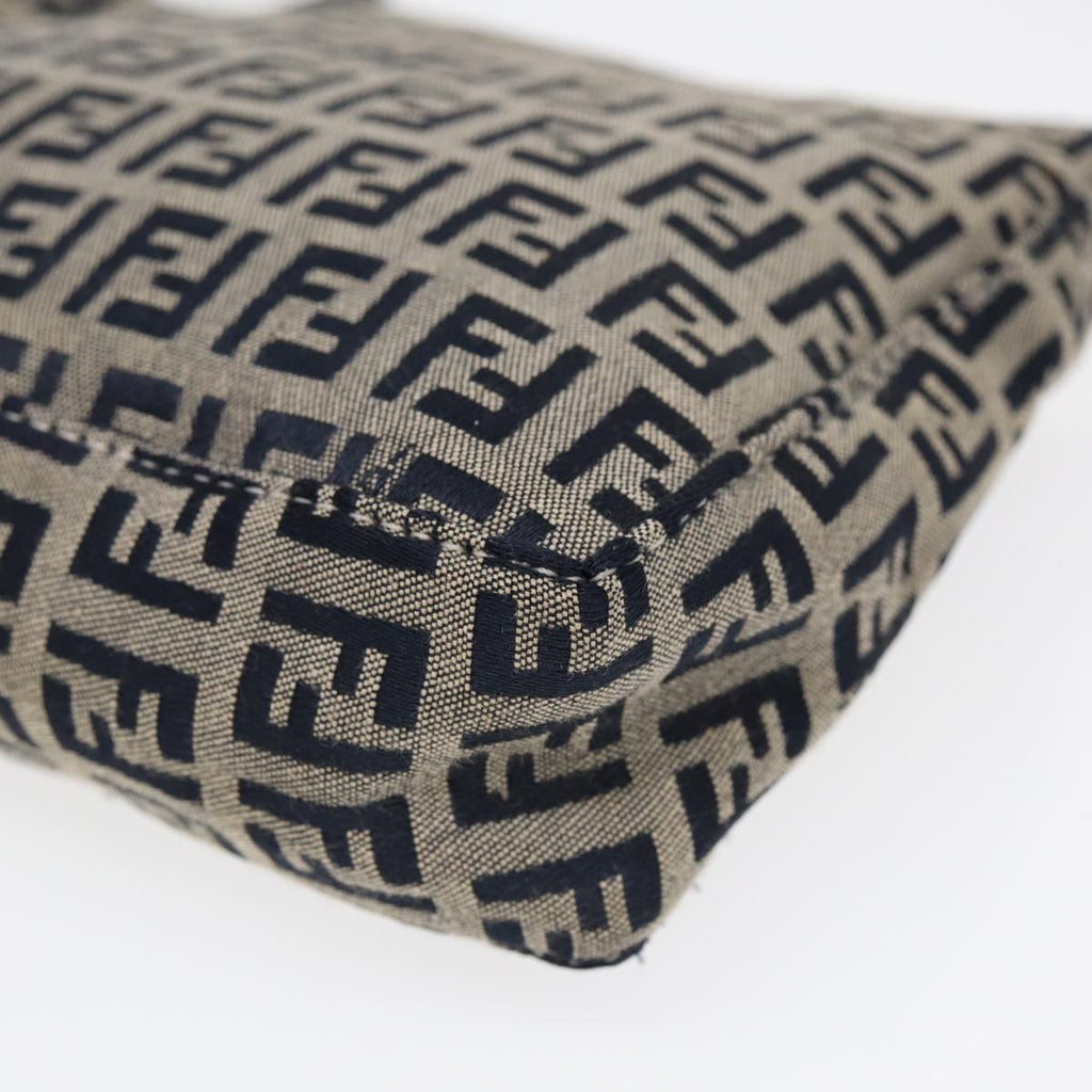 FENDI Zucchino Canvas Hand Bag Navy Silver 86178
