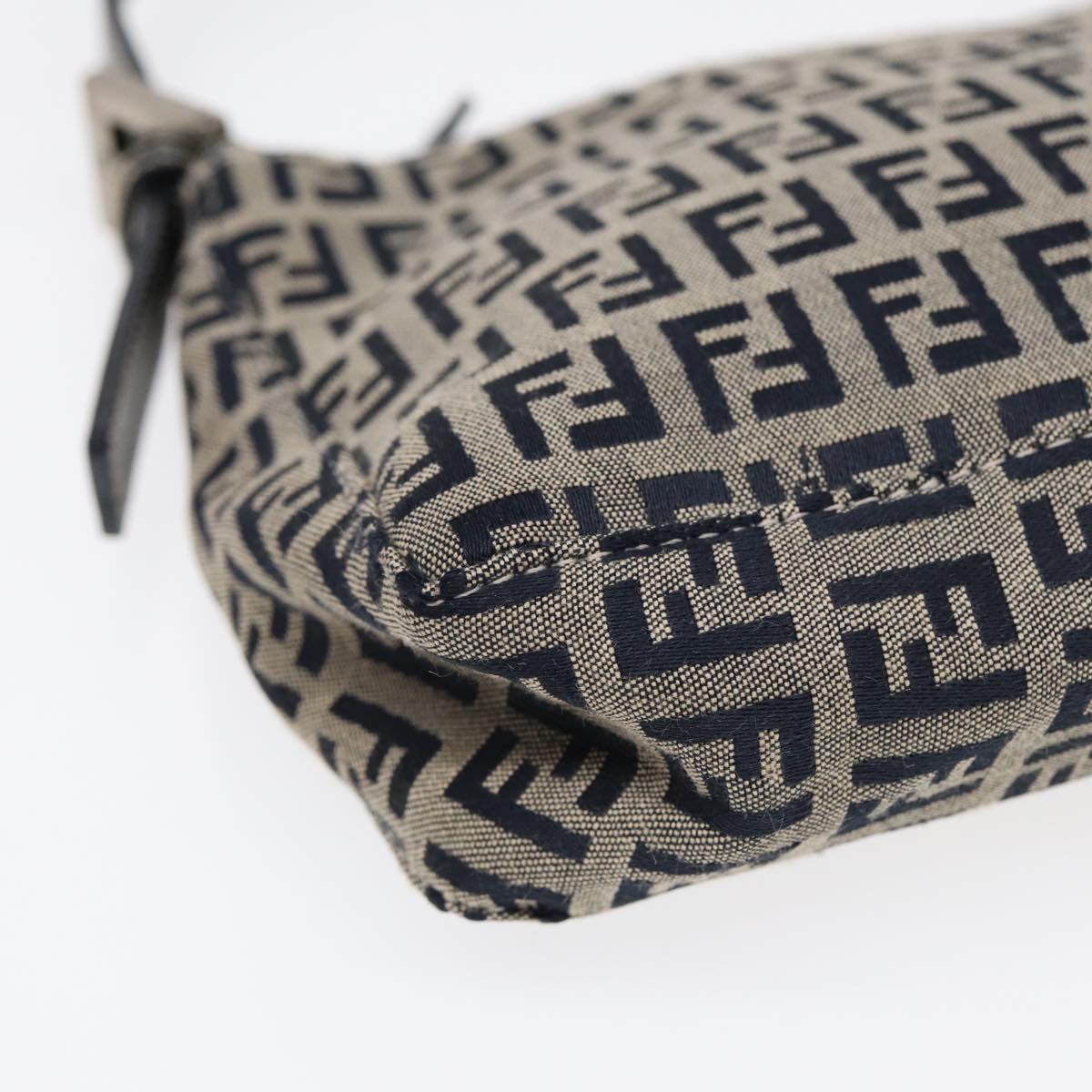 FENDI Zucchino Canvas Hand Bag Navy Silver 86178
