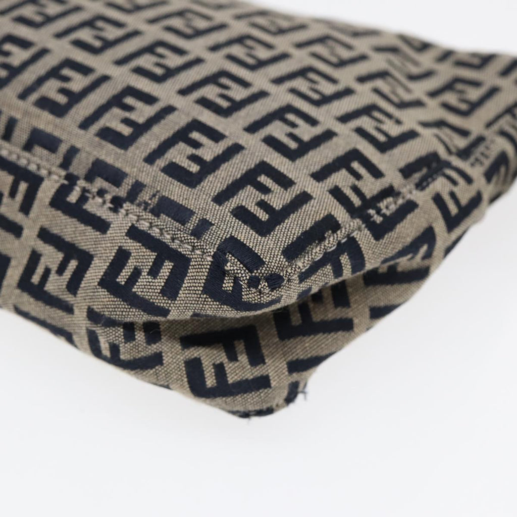 FENDI Zucchino Canvas Hand Bag Navy Silver 86178