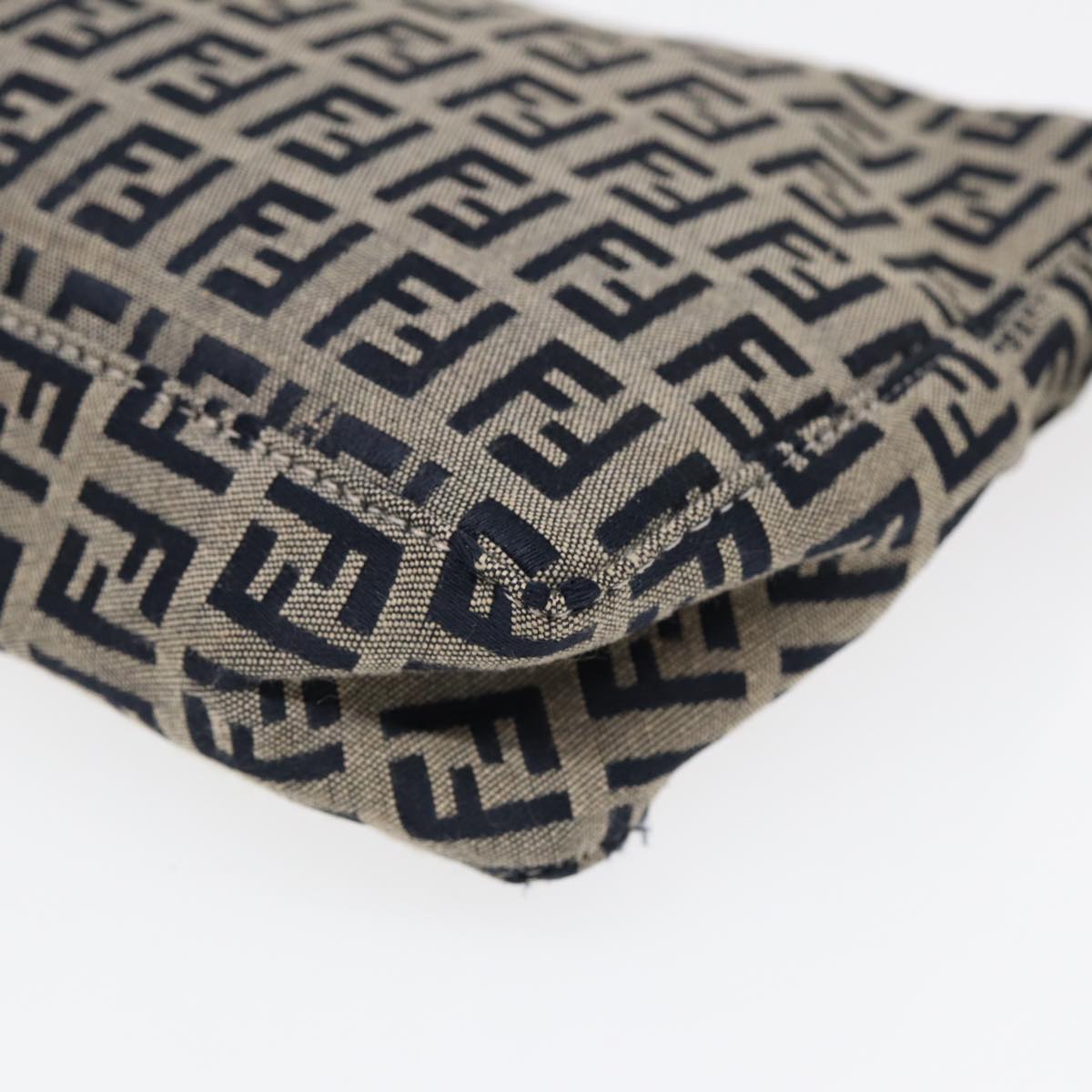 FENDI Zucchino Canvas Hand Bag Navy Silver 86178